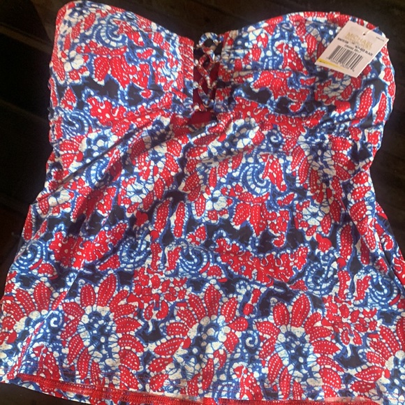 New Michael Michael Kors Angelina Open Back Lace-Up Bandini Top Red Blaze - Picture 10 of 12